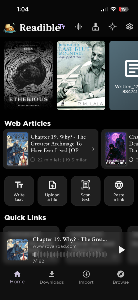 Readible home screen